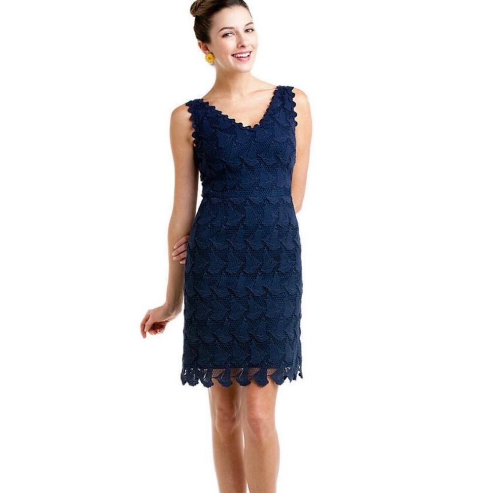 Lilly Pulitzer Reeve Navy Truly Boat Sailboat Lace Shift Dress,size 4, MSRP $368